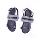 Shamma-chaussure en cuir et tissus jean noir et gris-homme