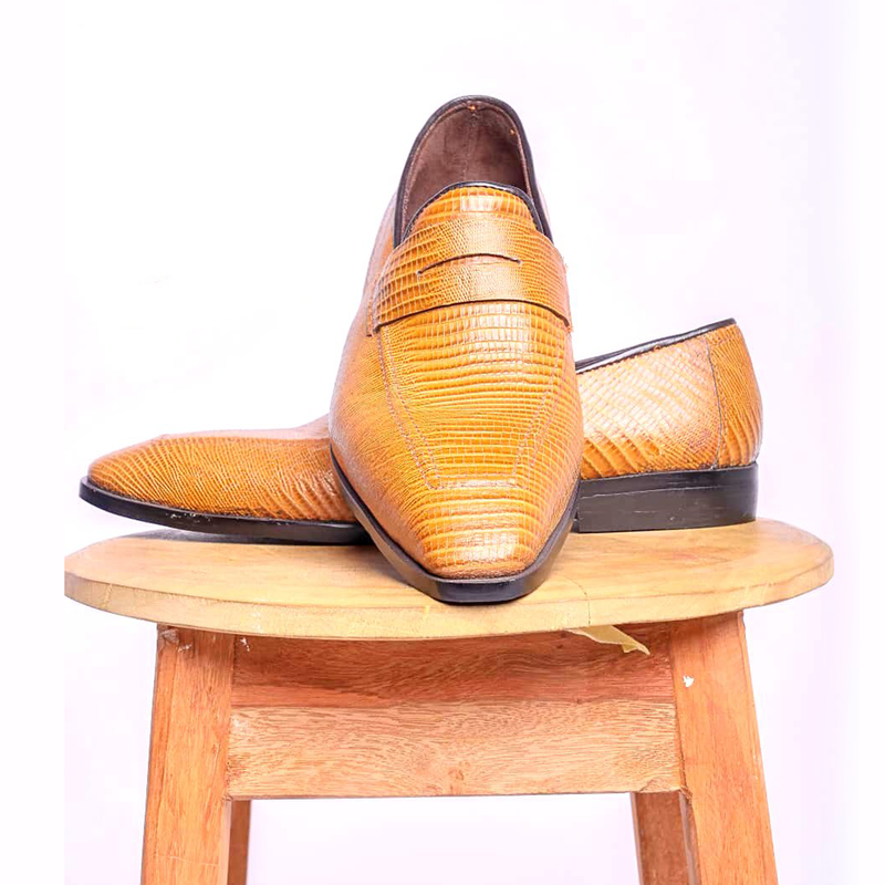 Shamma-chaussures en cuir marron-Homme