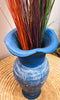 DIMITRI-TOURS- Vase en argile- bleue- blanc