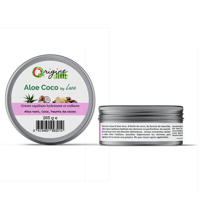 Origine terre-Aloe Coco by Luce, Crème capillaire hydratante et coiffante